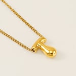 Gold color / 1 Piece Simple Series Daily Letter T Titanium Steel  Gold Color Unisex Pendant Necklaces Picture20